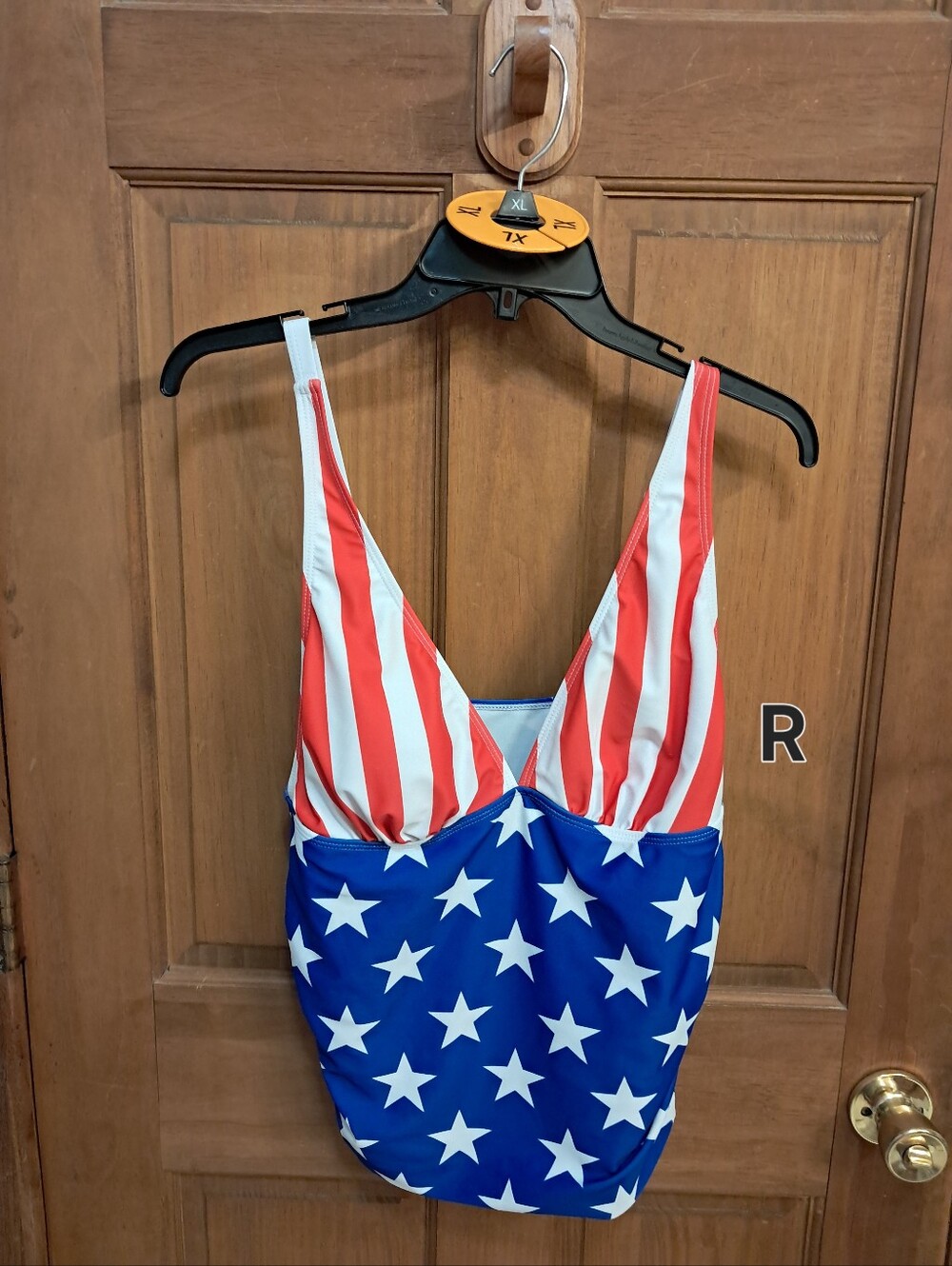 Womens XL Swim Top in Red, White & Blue - Star and Stripe Design